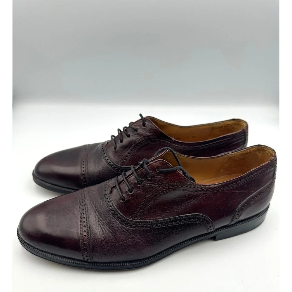Mezlan Florence Oxford Derby Dress‎ Shoes Mens 10 Brown Leather Brogue Cap Toe